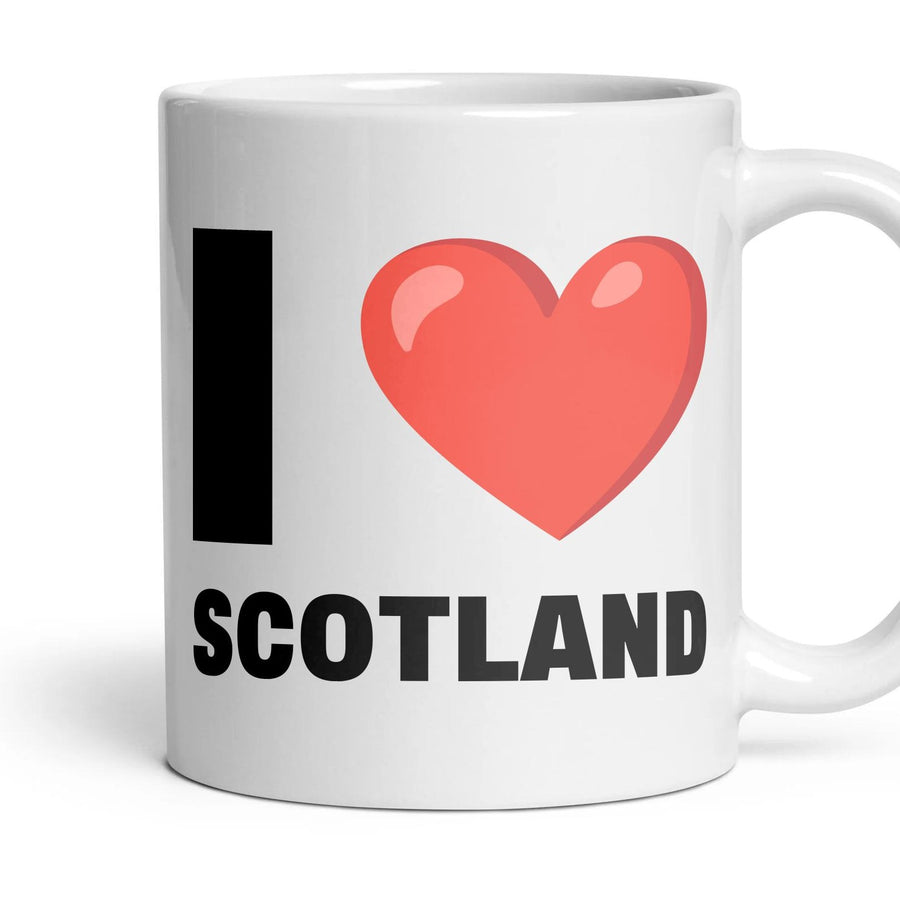 I LOVE SCOTLAND mug, 11oz white ceramic, handle right