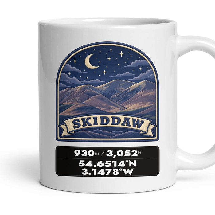 Skiddaw Summit Patch mug, 11oz white ceramic, Skiddaw, handle right