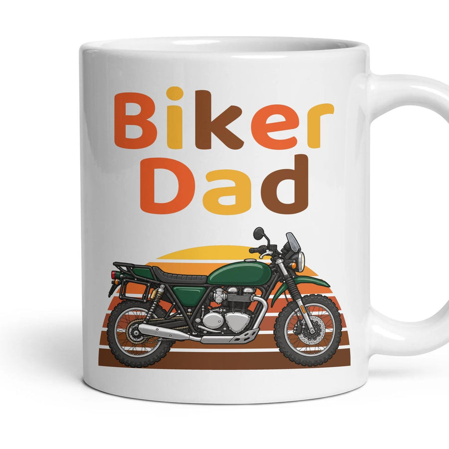 Biker Dad mug, 11oz white ceramic, Adventure, handle right