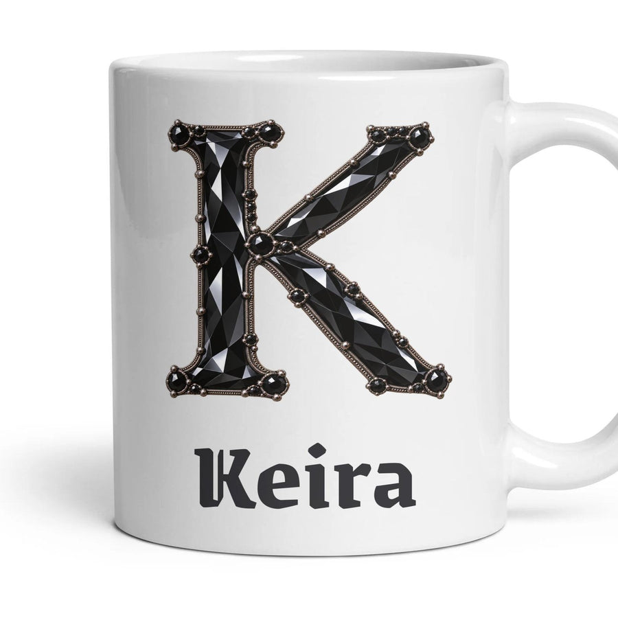 Personalised Gothic Monogram Mug mug, 11oz white ceramic, handle right