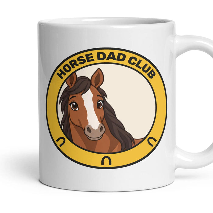 Horse Dad Club mug, 11oz white ceramic, Bay, handle right