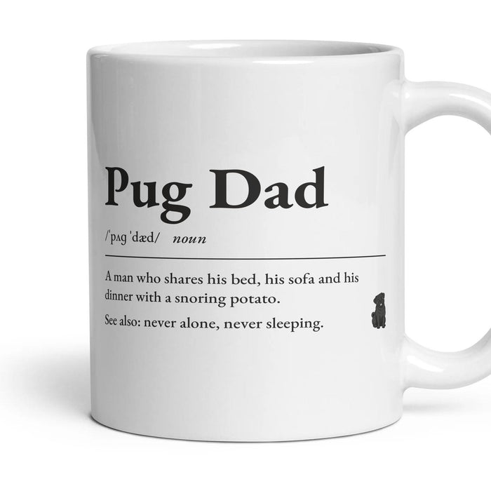 Pug Dad mug, 11oz white ceramic, Black, handle right