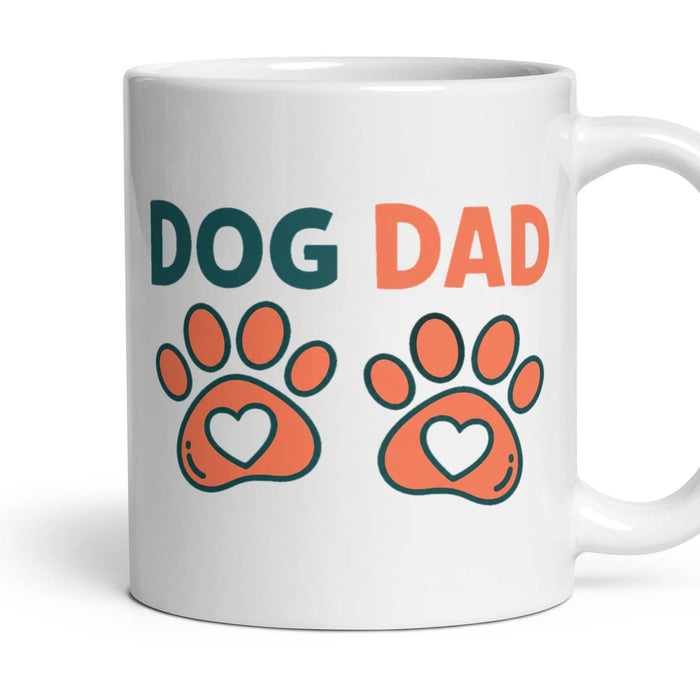 DOG DAD mug, 11oz white ceramic, handle right