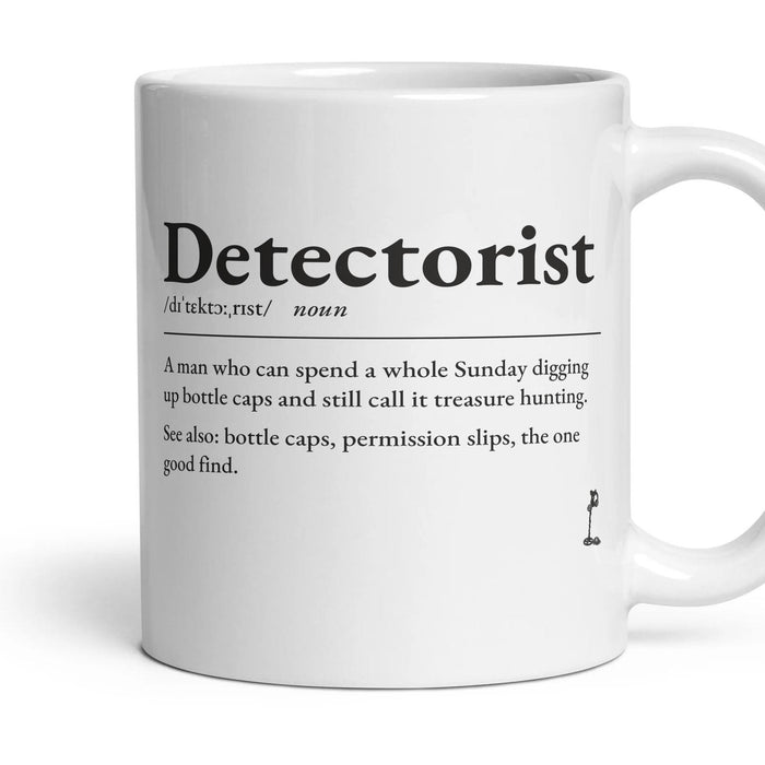 Metal Detecting Dad mug, 11oz white ceramic, handle right