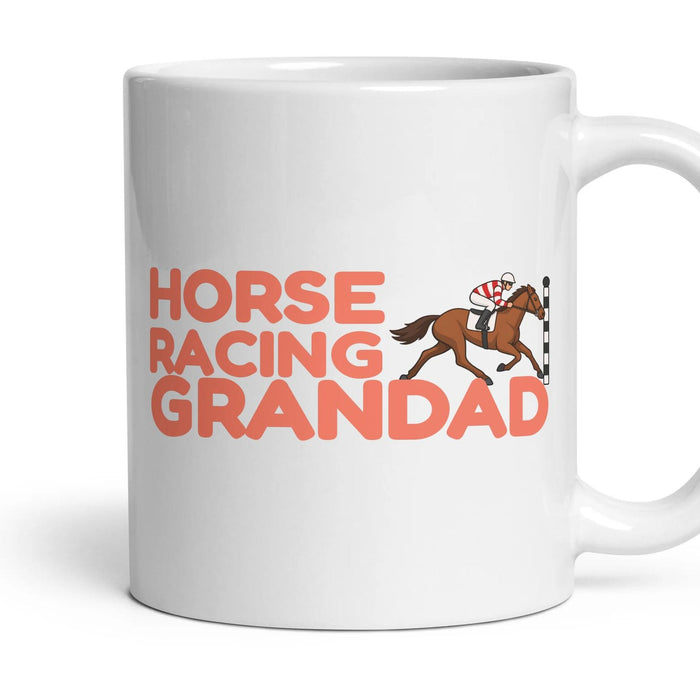 Horse Racing Grandad mug, 11oz white ceramic, handle right