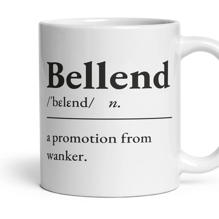 Bellend mug, 11oz white ceramic, handle right