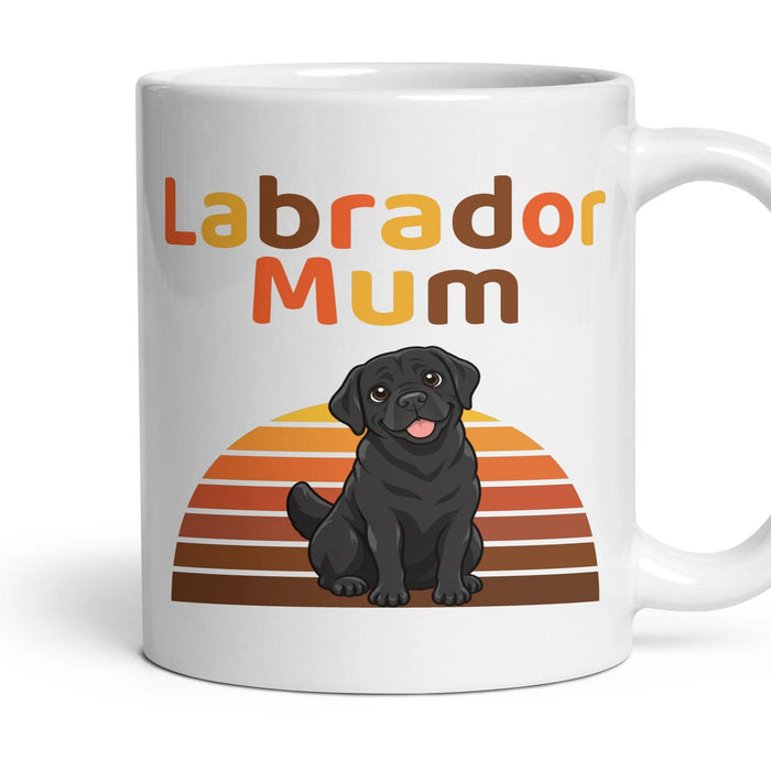 Labrador Mum mug, 11oz white ceramic, Black, handle right