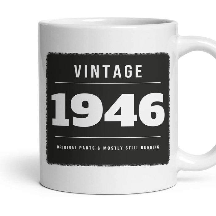 Vintage 1946 Birthday Mug mug, 11oz white ceramic, 1946, handle right