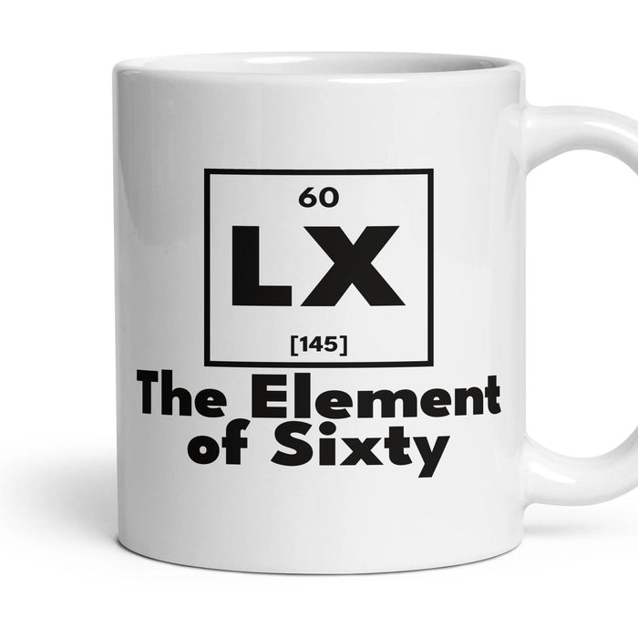 LX The Element of Sixty mug, 11oz white ceramic, handle right