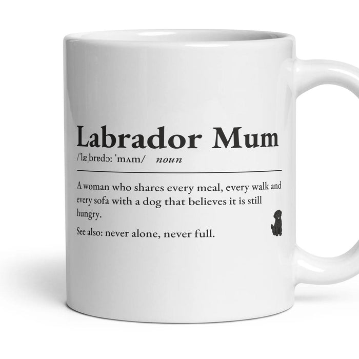 Labrador Mum mug, 11oz white ceramic, Black, handle right