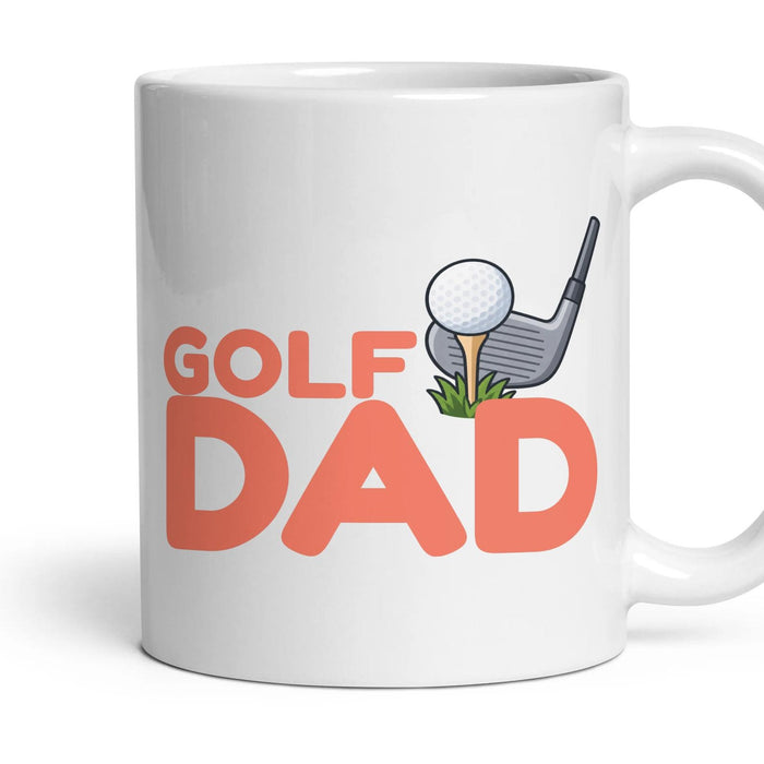 Golf Dad mug, 11oz white ceramic, handle right