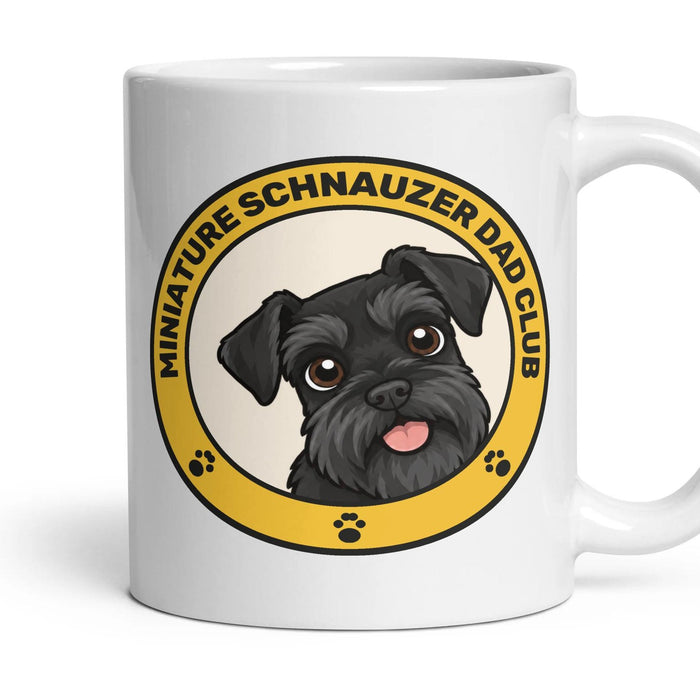 Miniature Schnauzer Dad Club mug, 11oz white ceramic, Black, handle right