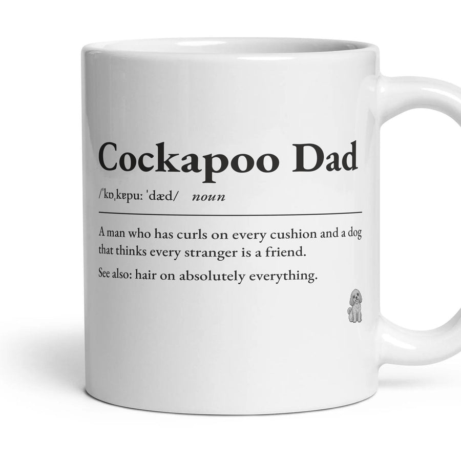 Cockapoo Dad mug, 11oz white ceramic, Apricot, handle right