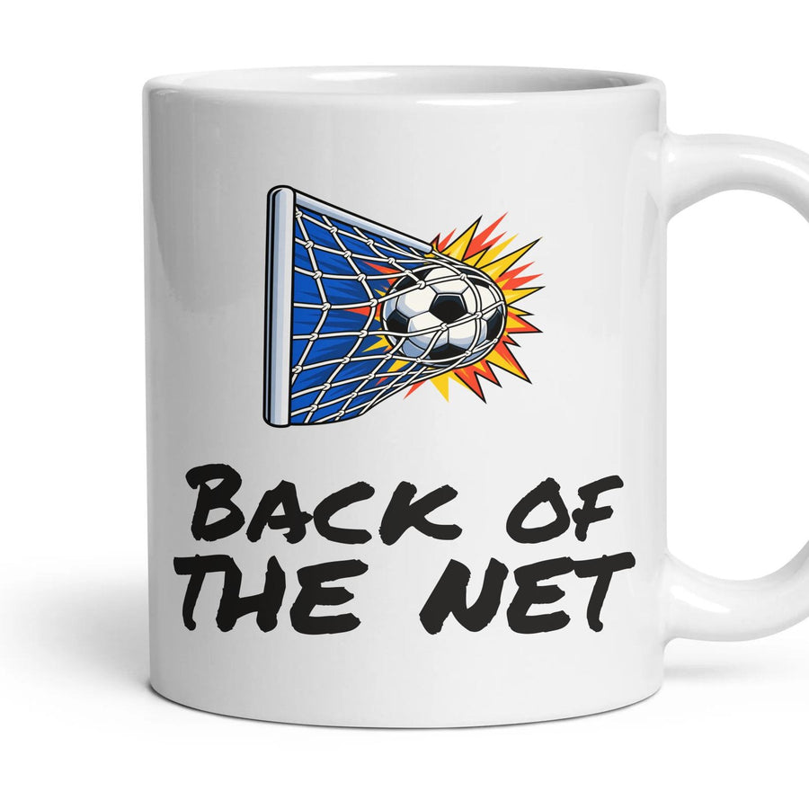 Back of the net — Funny Mug mug, 11oz white ceramic, handle right