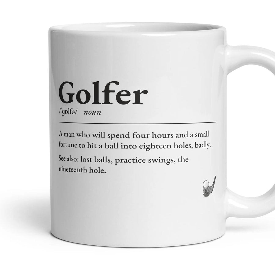 Golf Grandad mug, 11oz white ceramic, handle right