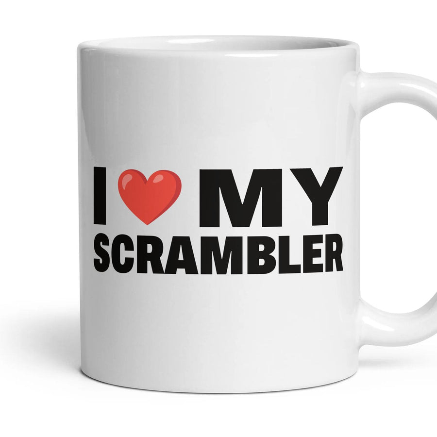I HEART MY SCRAMBLER Motorbike Mug mug, 11oz white ceramic, handle right
