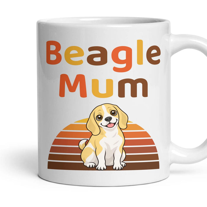 Beagle Mum mug, 11oz white ceramic, Lemon & White, handle right