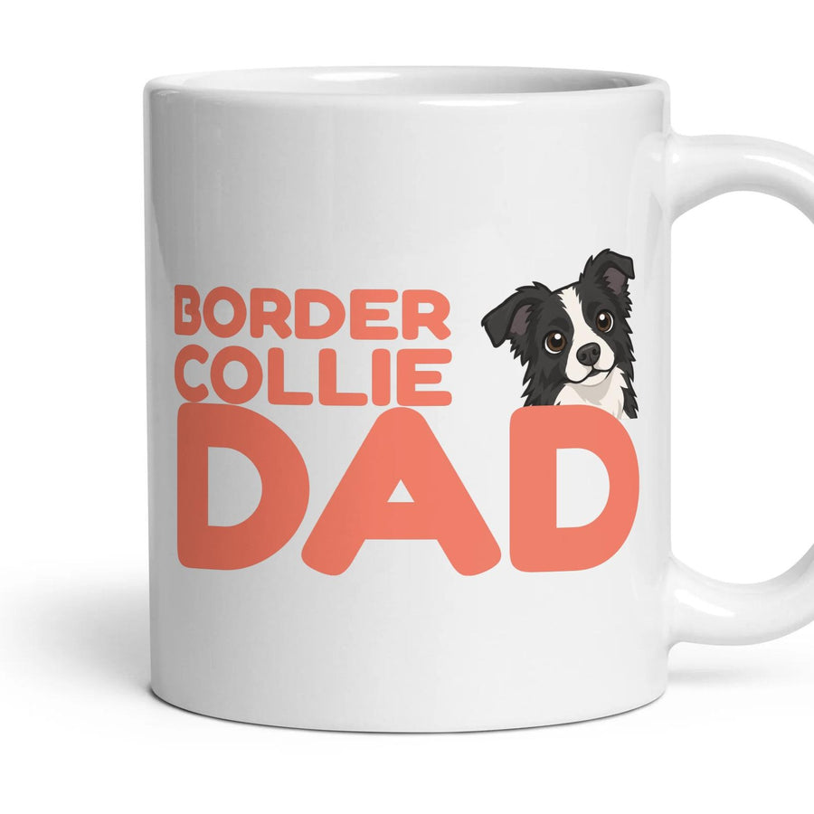 Border Collie Dad mug, 11oz white ceramic, handle right