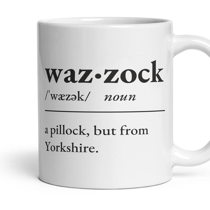 Wazzock mug, 11oz white ceramic, handle right