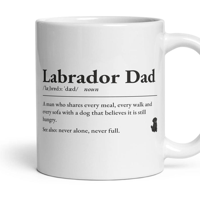 Labrador Dad mug, 11oz white ceramic, Black, handle right
