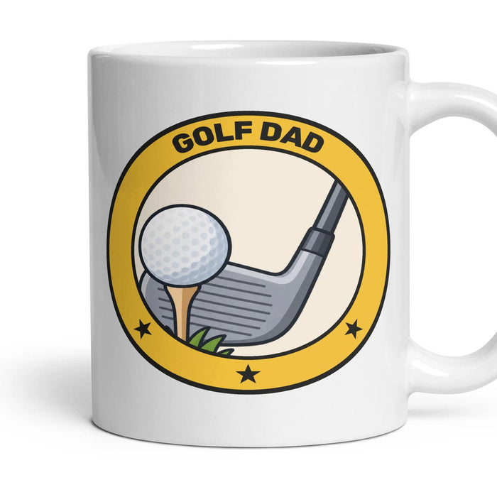 Golf Dad mug, 11oz white ceramic, handle right