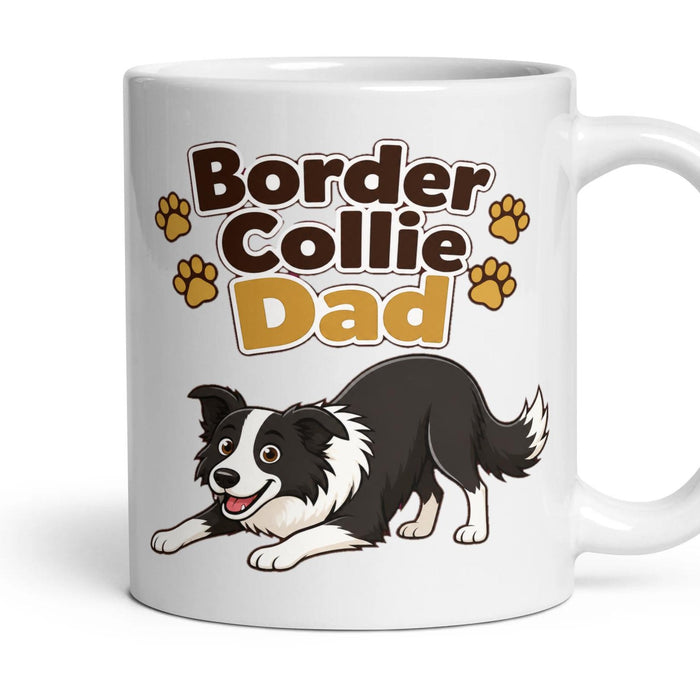 Border Collie Dad mug, 11oz white ceramic, handle right