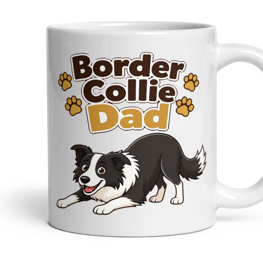 Border Collie Dad mug, 11oz white ceramic, handle right