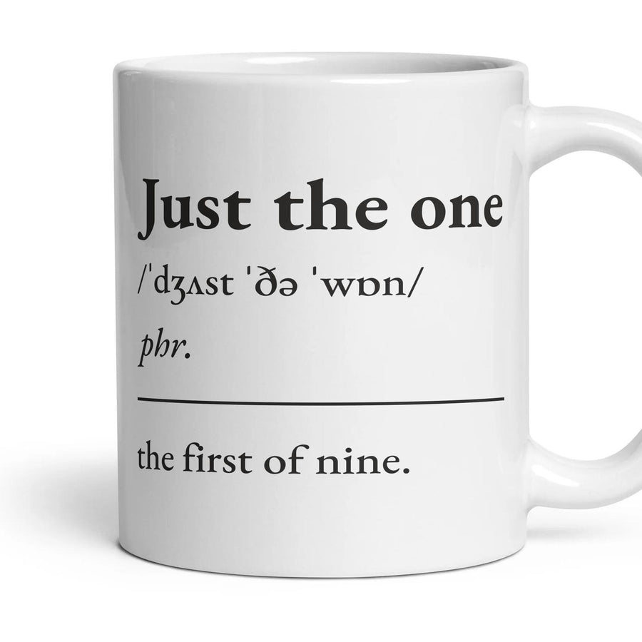 Just the one mug, 11oz white ceramic, handle right