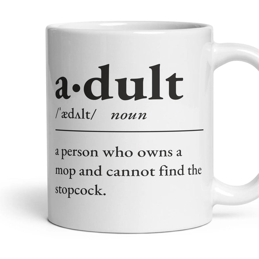 Adult, noun — Definition Mug mug, 11oz white ceramic, handle right