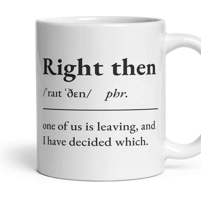 Right then mug, 11oz white ceramic, handle right