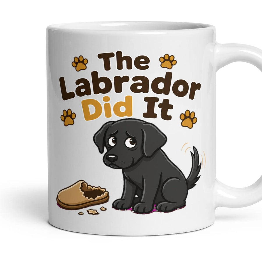 The Labrador Did It mug, 11oz white ceramic, handle right