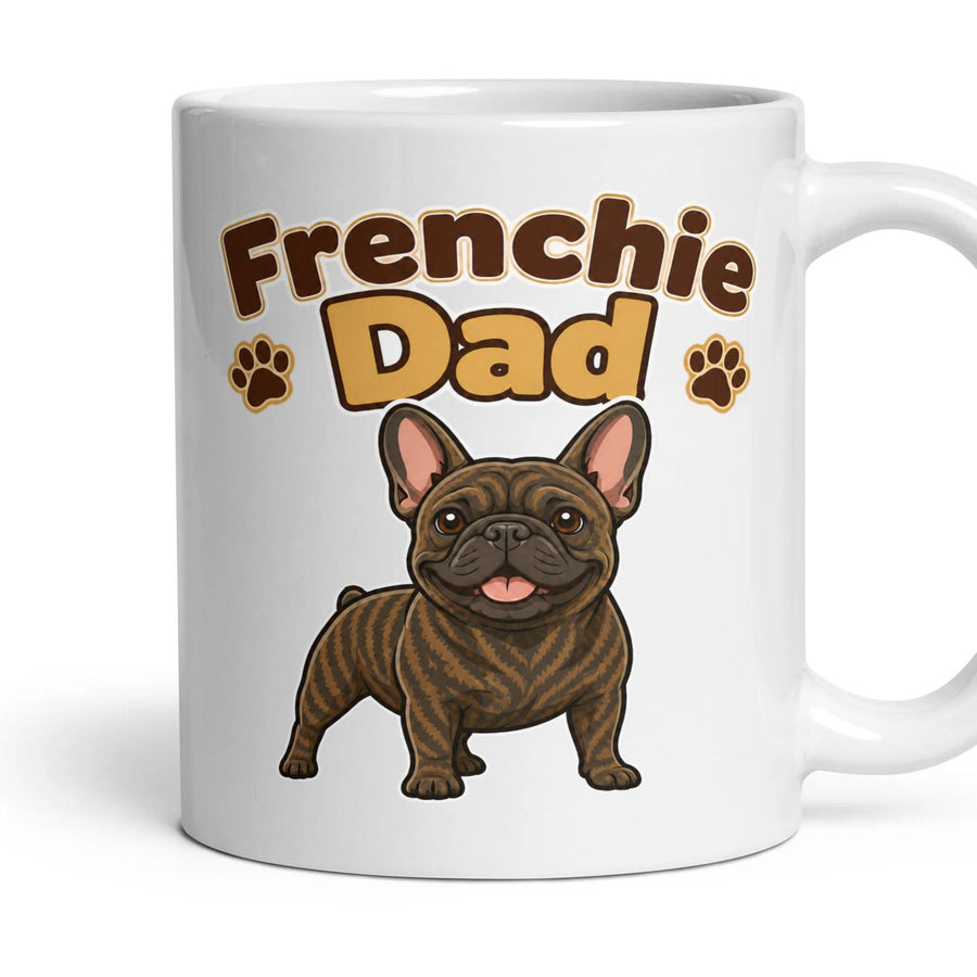 Frenchie Dad mug, 11oz white ceramic, handle right