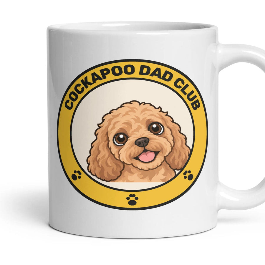 Cockapoo Dad Club mug, 11oz white ceramic, Apricot, handle right