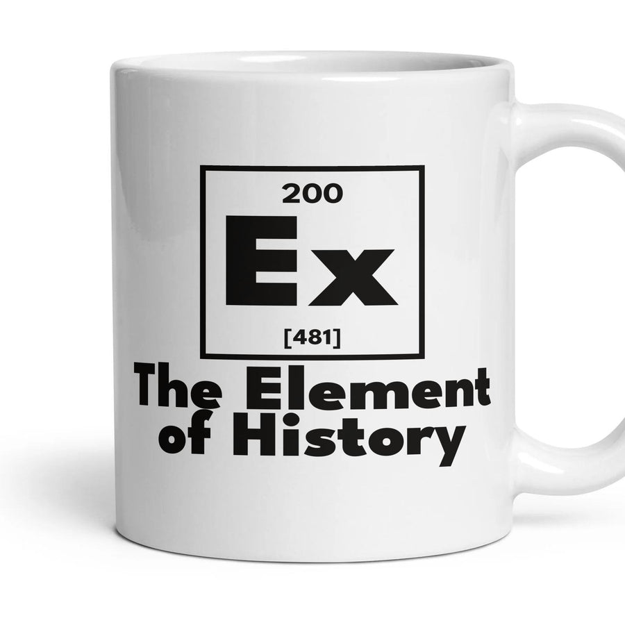 Ex The Element of History mug, 11oz white ceramic, handle right