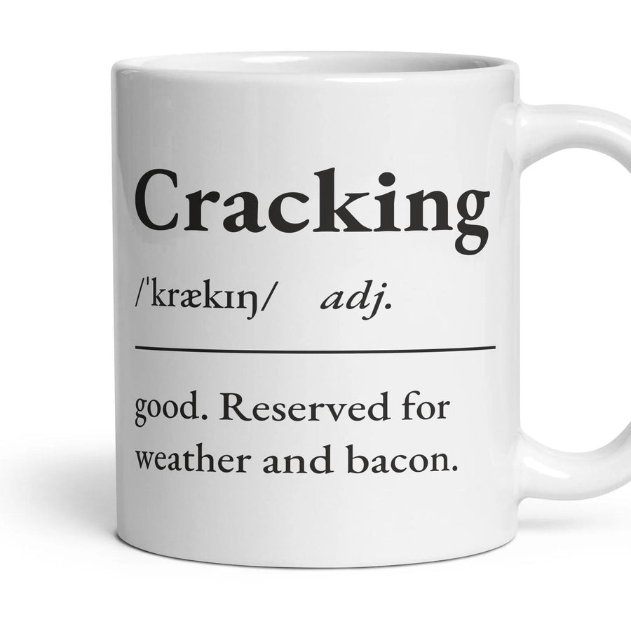 Cracking mug, 11oz white ceramic, handle right