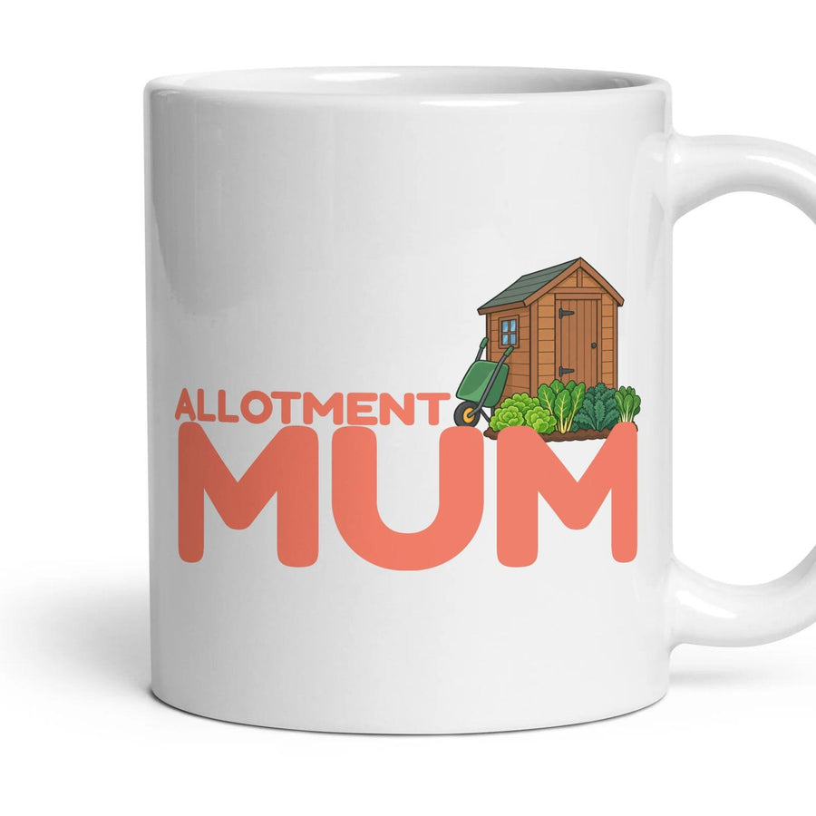 Allotment Mum mug, 11oz white ceramic, handle right