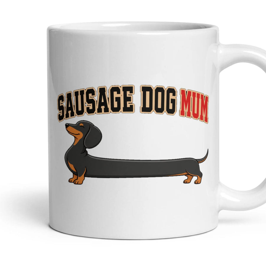 Dachshund Mum mug, 11oz white ceramic, handle right