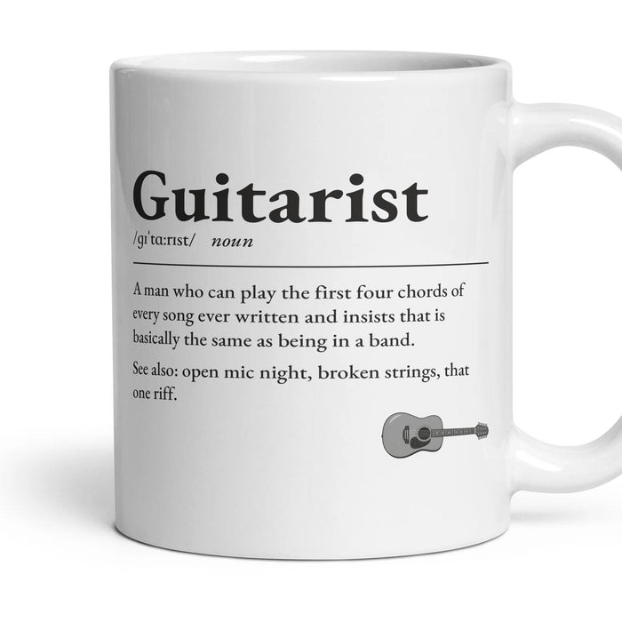 Guitar Dad mug, 11oz white ceramic, Acoustic, handle right