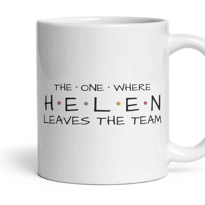 The One Where … Leaves The Team — Personalised Mug mug, 11oz white ceramic, handle right