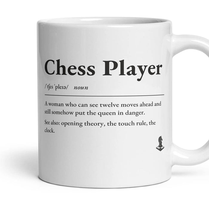 Chess Mum mug, 11oz white ceramic, handle right