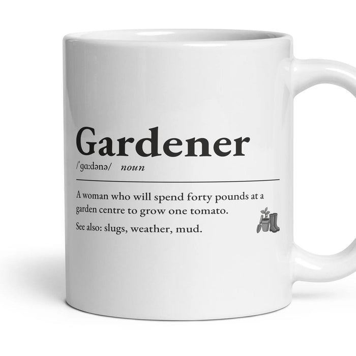 Gardening Nana mug, 11oz white ceramic, handle right