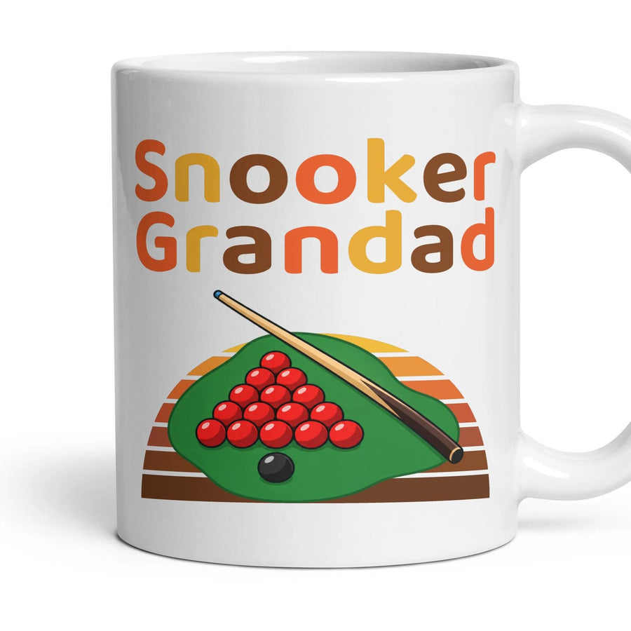 Snooker Grandad mug, 11oz white ceramic, handle right