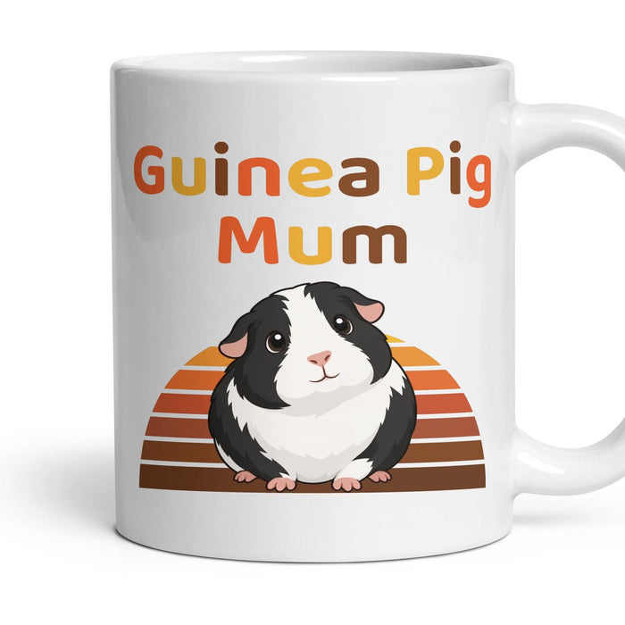 Guinea Pig Mum mug, 11oz white ceramic, Black & White, handle right