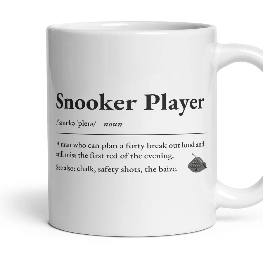 Snooker Grandad mug, 11oz white ceramic, handle right