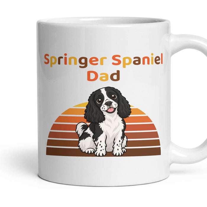Springer Spaniel Dad mug, 11oz white ceramic, Black & White, handle right