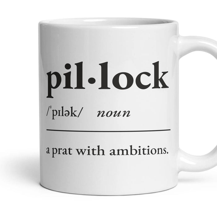 Pillock mug, 11oz white ceramic, handle right