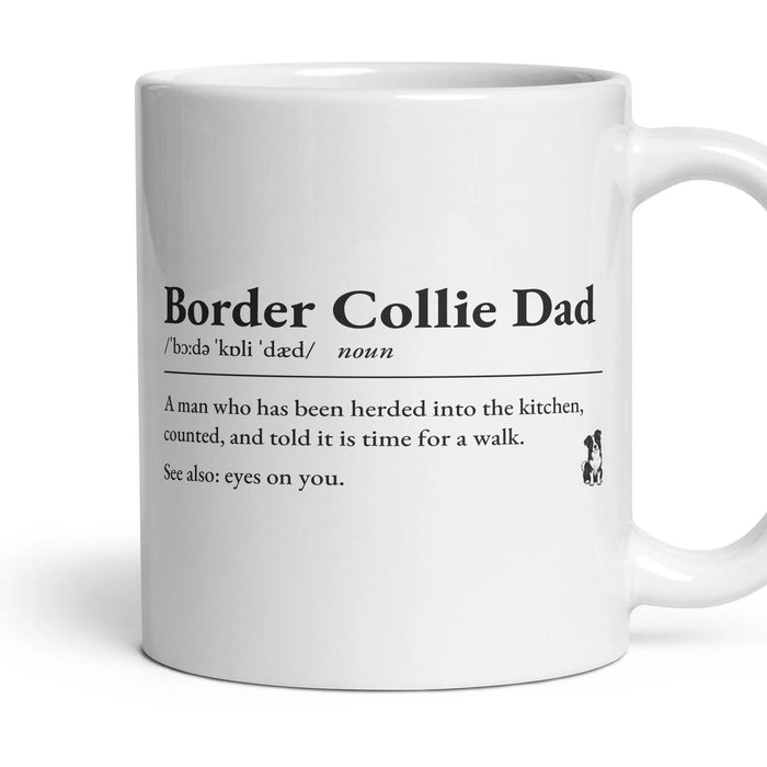 Border Collie Dad mug, 11oz white ceramic, handle right