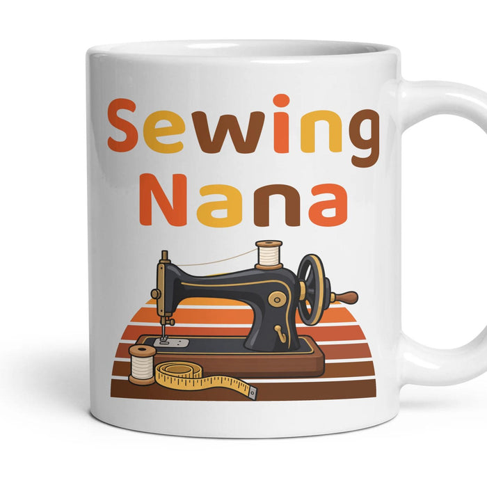 Sewing Nana mug, 11oz white ceramic, handle right