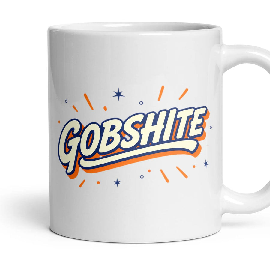 GOBSHITE mug, 11oz white ceramic, handle right