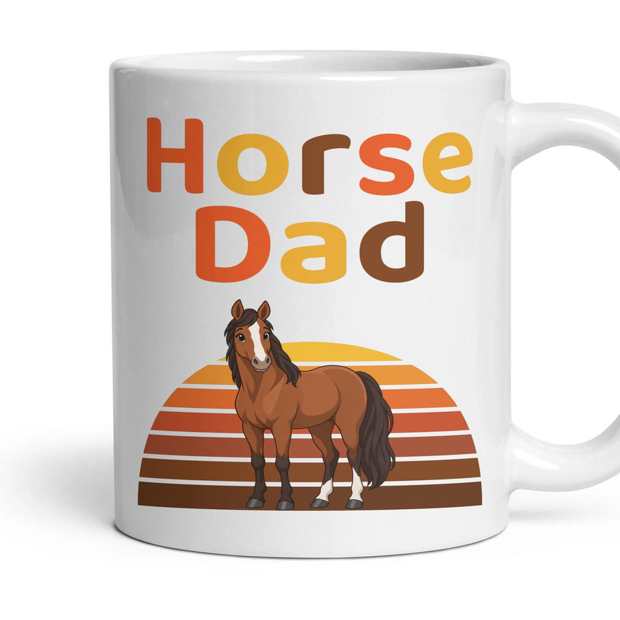 Horse Dad mug, 11oz white ceramic, Bay, handle right